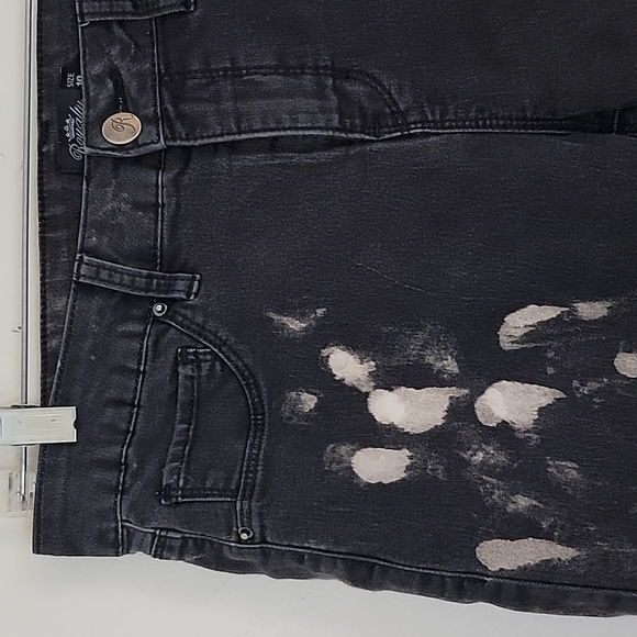 Royalty For Me Bleach Splattered Skinny Blue Jeans 10 - Picture 4 of 12